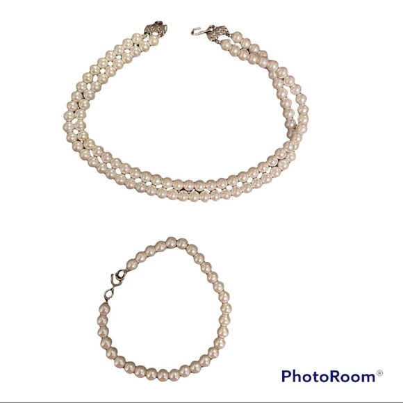 🌸 PEARL CHOKER NECKLACE & BRACELET SET (Youth/Child Size) - Picture 8 of 10